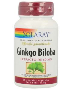 GINKGO BILOBA 60mg 60 capsules [SOLARAY]